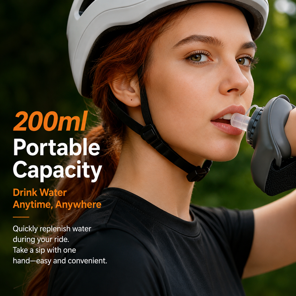 Zelvara SprintSip wrist water bottle in use during cycling